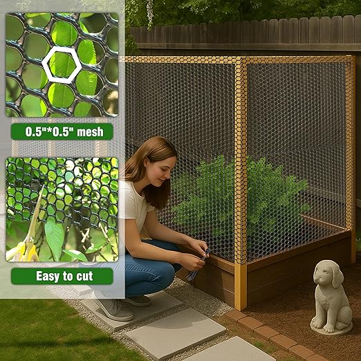Gardzen Plastic Chicken Wire Mesh with 40 pcs Ties, 16in x 20ft Durable Chicken Fence for Poultry, Garden Protection & DIY Crafting, Heavy-Duty Mesh Netting for Outdoor & Indoor Use