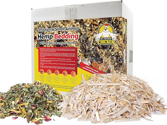 Hemp Bedding for Chicken Coop, with Anti Odor Herbs - Small Animal Litter for Guinea Pig, Hamster, Bunny Rabbit, Snake, Ferret, Tortoise, Rat and More - Pine Wood Shavings Alternative Poultry 1cuft