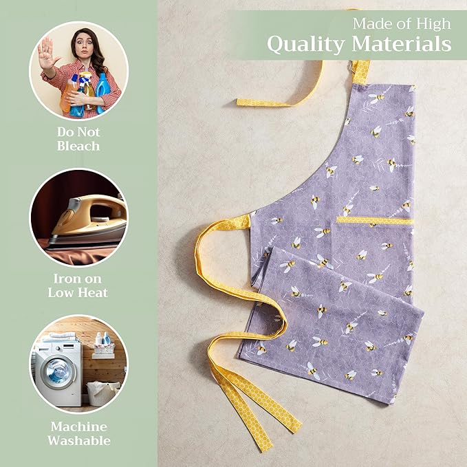 Maison d' Hermine 100% Cotton Apron for women with Pocket Kitchen Chef Apron for Men Cooking Easter Decorations