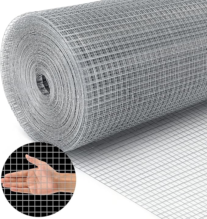 Land guard 23 Gauge Hardware Cloth, 1/4 inch 48inch×100ft Chicken Wire Fence, Galvanized Welded Cage Wire Mesh Roll Supports Poultry Netting Cage Fence……