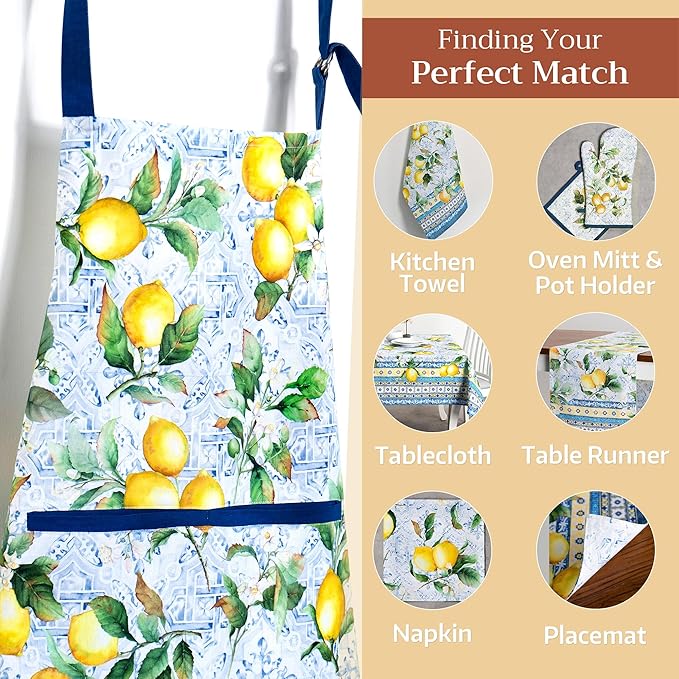 Maison d' Hermine 100% Cotton Apron for women with Pocket Kitchen Chef Apron for Men Cooking Easter Decorations