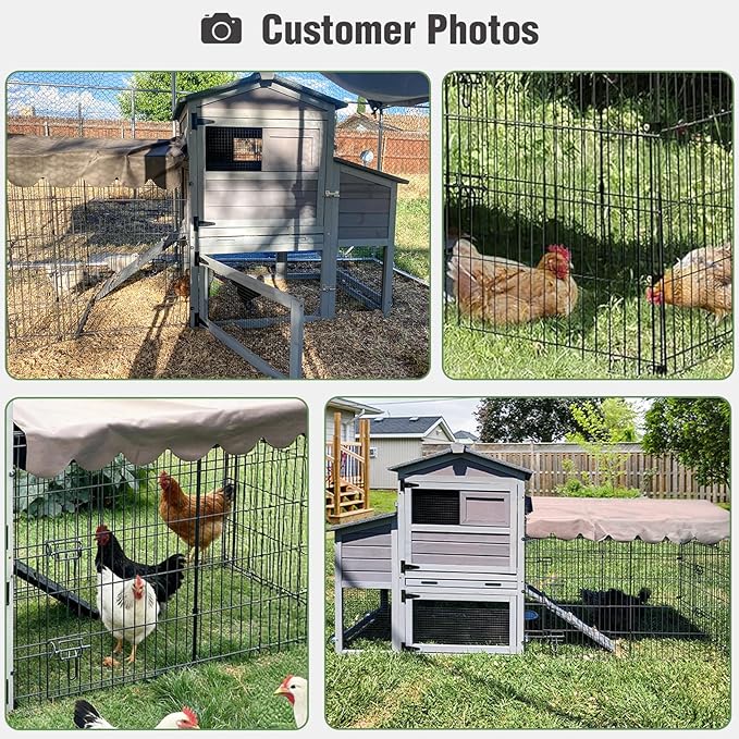 Mobile Chicken Coop with Run, Large Outdoor Wooden Poultry Cage Hen House with Wheels, Nesting Box, Pull-Out Tray, Waterproof Roof, Grey, 79.1" L x 25.2" W x 43.6" H, for 4-6 Chickens