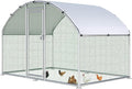 HITTITE Large Metal Chicken Coop with Run, 9.84 x 6.4 x 6.23 ft Walk in Poultry Cage Chicken Run Pen, Dome Roof Outdoor Chicken Runs for Yard with Waterproof & Anti-UV Cover