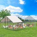 Large Metal Chicken Coop, Large Chicken Pen, Chicken Runs for Yard with Waterproof and Anti-UV Cover, Duck Rabbit House Outdoor (9.8'L x 19.7'W x 6.5'H)