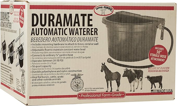 Little Giant® Automatic Animal Waterer | DuraMate Float Controlled Automatic Waterer for Livestock | Heavy Duty and Durable | Made in USA | 4 Gallon (Blue, 4 Gallon)