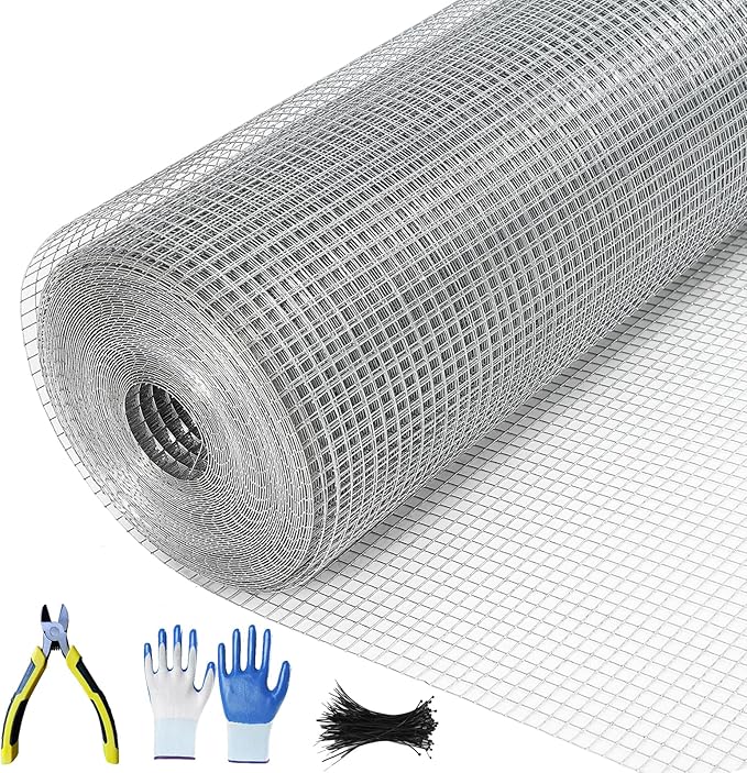 1/2 Inch 19 Gauge Hardware Cloth 48x100 Ft–Silver Vinyl Coated Galvanized Mesh | Silver Chicken Wire, Poultry Netting, Garden Fencing, Rat Wire & Tree Protection