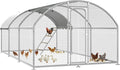 Large Metal Chicken Coop with Roosting Perch Walk-in Poultry Cage Chicken Run Duck House Chicken Pen Dome Shaped Coop with Waterproof Cover for Outdoor Backyard Farm Use(10' L x 19.7' W x 6.4' H)
