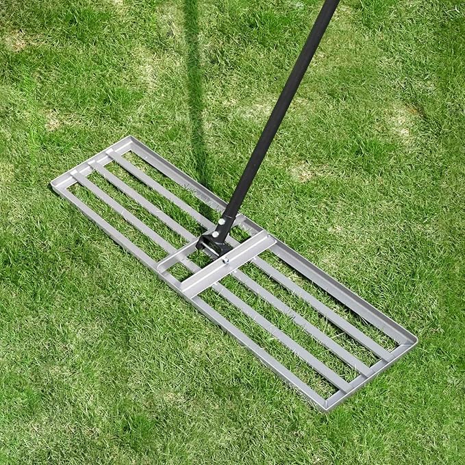Professional Lawn Leveling Rake, 36x10inch Heavy Duty Lawn Lute & Lawn Leveller with Stainless Steel Pole, for Effortless Leveling on Garden, Golf Course, Farm, Backyard