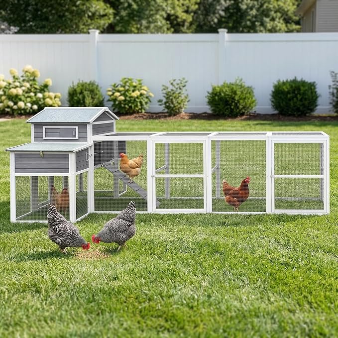 Predator-Proof Large Chicken Coop with Run for 6-10 Chickens | 150" Extra Large Wooden Hen House & Walk in Chicken Coop | Outdoor Duck Coop, Poultry Cage & Nesting Boxes | Jaulas para Gallinas