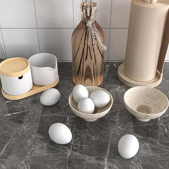 YunKo 6Pcs White Wooden Easter Eggs Fake Wooden Easter Eggs for Crafts Home Decor Great for DIY Decorations