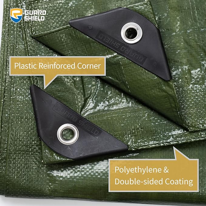 GUARD SHIELD Green Tarp Waterproof 12x16 Feet Medium Duty All Purpose Poly Tarps Cover 7mil (2-Pack)