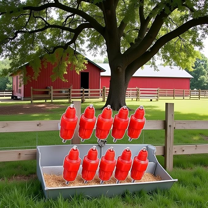 10Pcs Red Automatic Poultry Easy Installation Watering Nipples Chicken Drinkers,Water Nipple Drinker Feeders Hen Duck Screw Style Easy to Clean and Store,Poultry Feeding and Watering Supplies