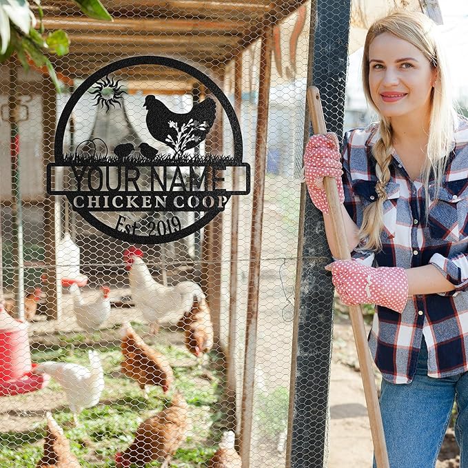 Custom Chicken Coop Signs, Personalized Funny Chicken Coop Signs, Custom Metal Farm Signs for Outdoor, Chick Hen House Sign Funny Farmhouse Outside Wall Decor Gift