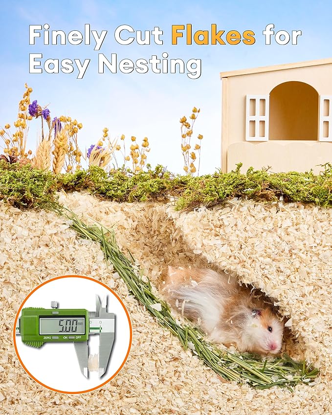 BUCATSTATE 70L Aspen Bedding, 100% Natural Hamster Bedding Odor Control, Low-Dust Small Animal Bedding for Guinea Pigs, Gerbils, Syrian Hamsters, Chinchillas, Snakes & Lizards