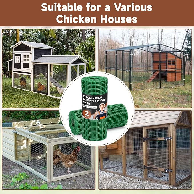 BJADE'S Chicken Coop Predator Proof Apron,Chicken Wire Bottom Predators Resistant,Fence Netting Barrier for Chicken Coop