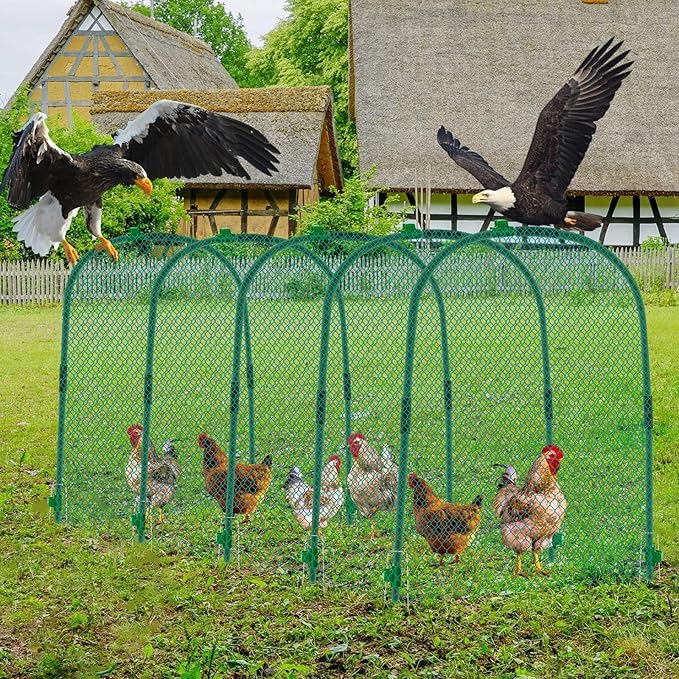 Large Chicken Tunnel Coop Run, 157 × 31.5 x 25.5 Inch, Easy to Install Green Yard Poultry Tunnel for Outdoor Yard, Ideal for Chickens, Ducks, Rabbits, and Small Animals
