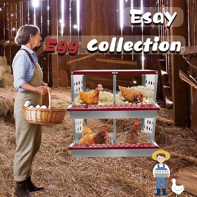 XINYI Chicken Nesting Boxes for Laying Eggs,Metal Coop for 4 Chickens,Roll Away Nesting Boxes,Easy Egg Collection,Brooder Box for Rabbit,Squirrel,Parakeet,Owl,Cockatiel,Robin