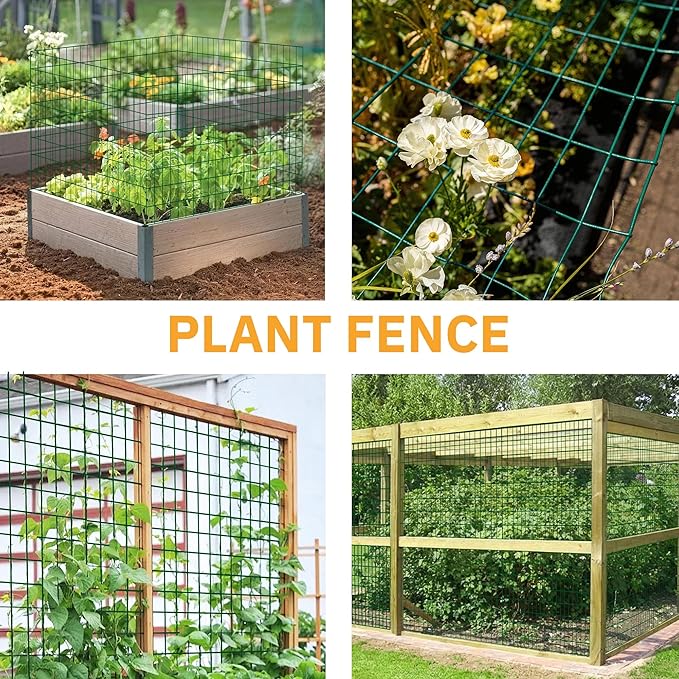 Green Metal Garden Fence, 72inch(H) x 100ft(L), 2 inch x 3 inch,14GA 2/3/4/5/6 Ft Tall Chicken Wire PVC Coated Welded Wire Mesh Roll for Dogs Border Yard Vegetable Plant Protection Poultry Netting