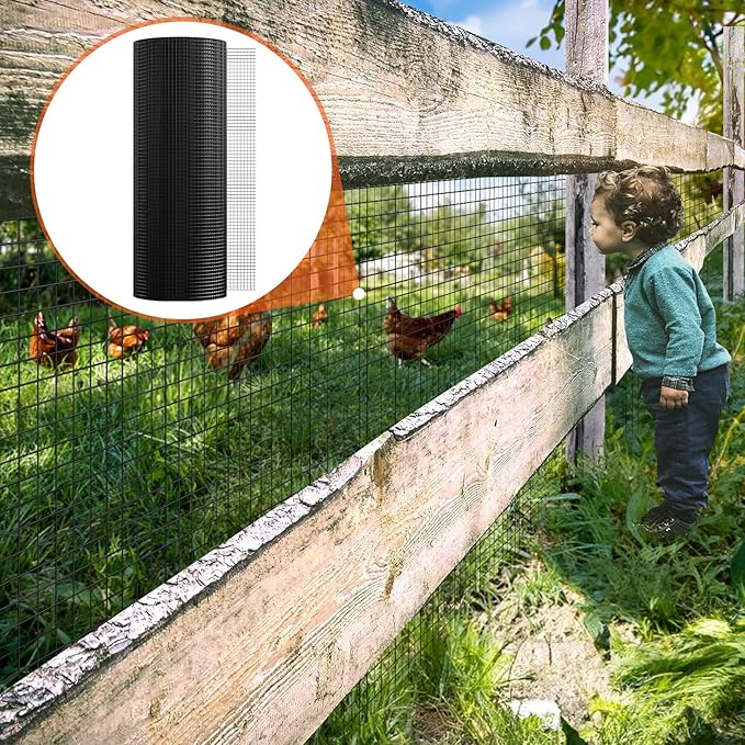 VEVOR Hardware Cloth, 36'' x 100' 1/2inch Galvanized Wire Mesh Roll, 19 Gauge Chicken Wire Fencing Roll, Vinyl Coating Metal Wire Mesh for Chicken Coop Barrier, Rabbit Snake Fences, Poultry Enclosures