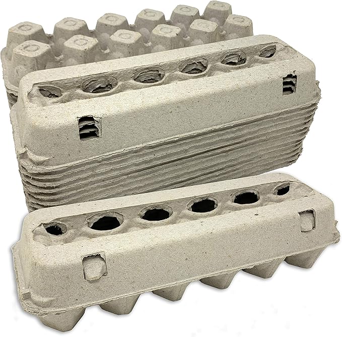 Cackle Hatchery Vented Paper Pulp Egg Cartons (12 Pack) - Holds 1 Dozen Chicken Eggs - Biodegradable & Compostable - Medium Size