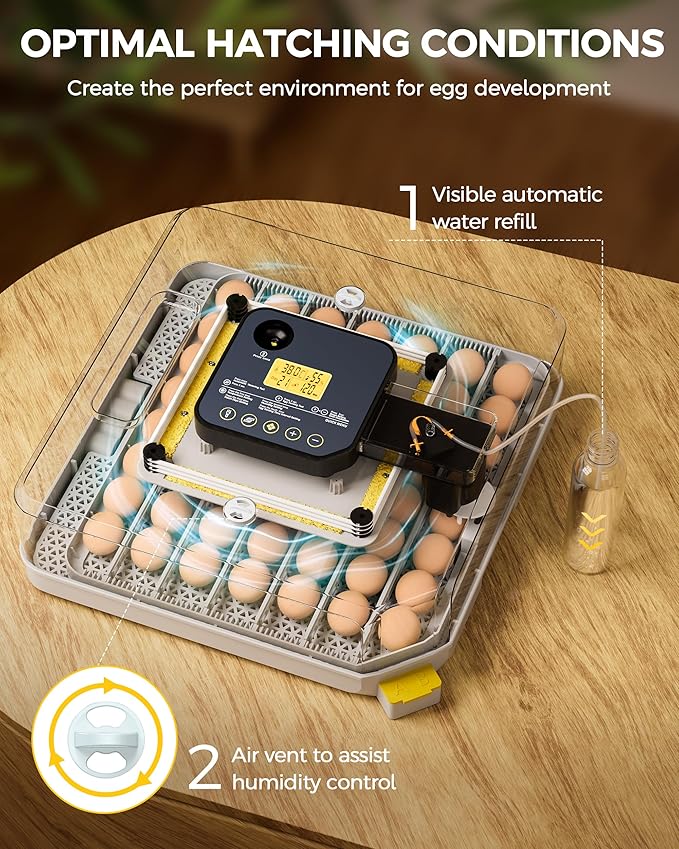 48 Egg Incubator for Hatching with Automatic Egg Turning and Humidity Control, Egg Candler, Poultry Egg Incubator for Chicken, Ducks, Goose, Pigeon, Quail, ideal for Farm, Classroom, Home