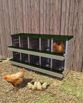 10-Hole Galvanized Metal Chicken Nesting Box with Egg Collection Tray/Fake Training Eggs, Rustproof Poultry Laying Box with Perch Rod,for Chicken Coops and Hens