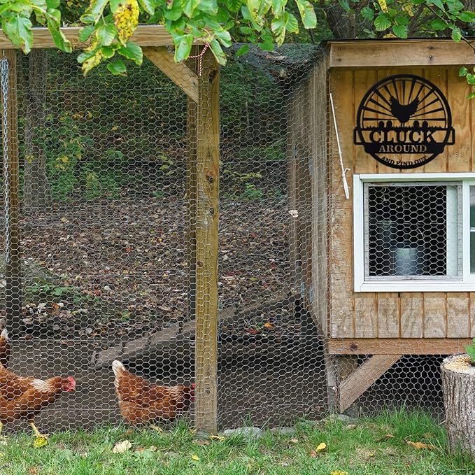 Tandefio 12" Fluffy Chicken Coop Metal Signs Funny Decor Gift for Kitchen Farmhouse Wall Art for Must Haves Chicken Coop Accessories(Around)