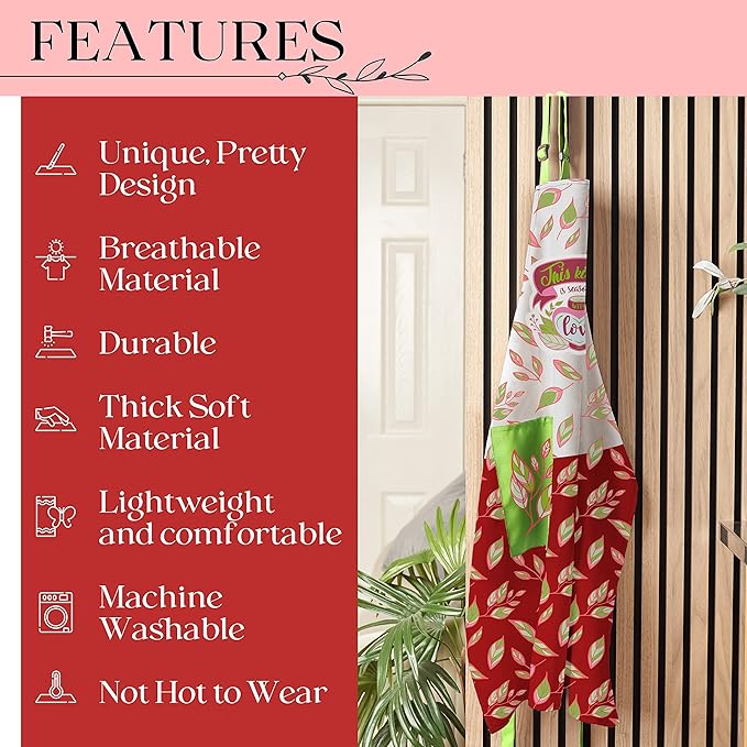 Waterproof Apron for Adults – Adjustable Fit with Deep Pockets, Stylish Cooking & Baking Apron for Women & Men