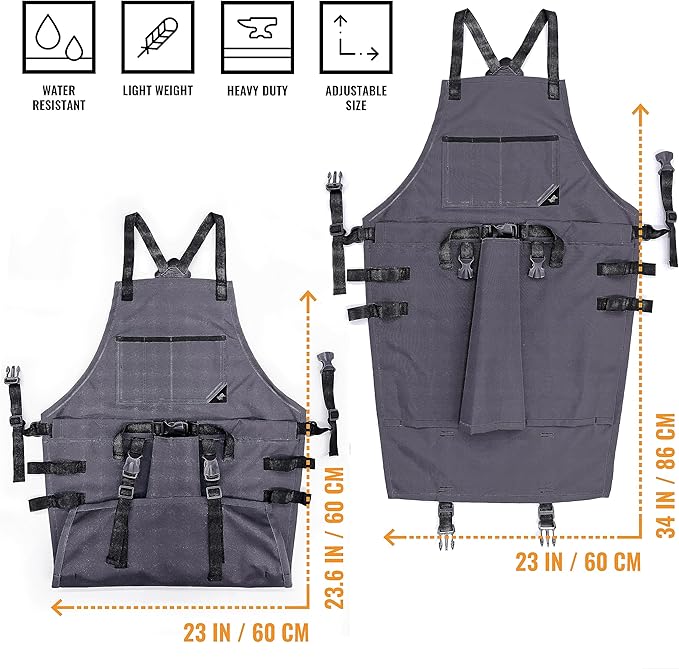 Under NY Sky Gardening Apron – Harvest Pouch, Pockets, Loops, Cross-back Straps, Water-Resistant, Adjustable for Men & Women