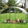 Garvee Metal Chicken Run, 9.8 x 6.5 x 6.5 Ft Metal Chicken Coop for Yard with Waterproof and Anti-Ultraviolet Cover, Dome Roof Walk in Chicken House, Poultry Cage for Hen, Duck and Rabbit