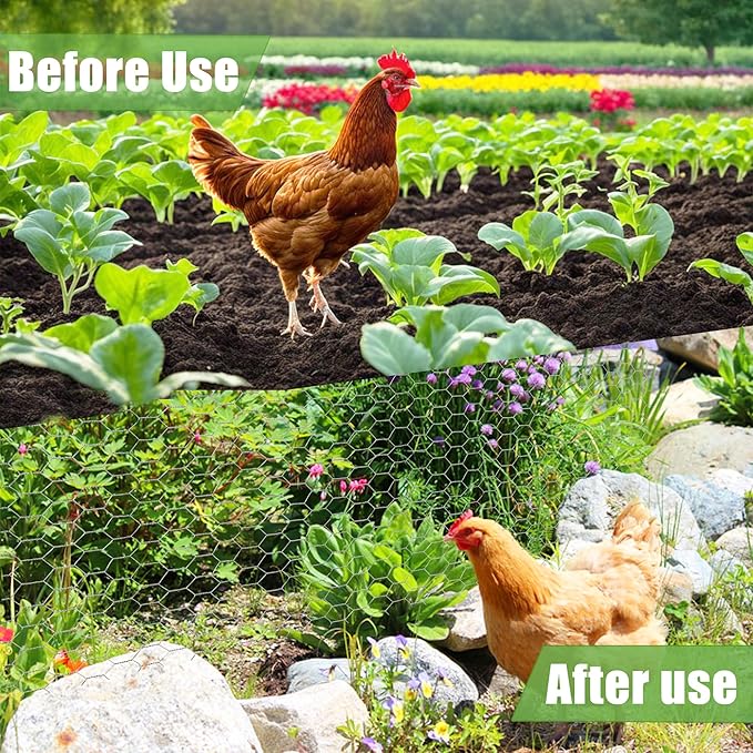 HITTITE Chicken Wire Fencing Mesh, 18 Inch x 100Feet Metal Floral Chicken Wire Fence for Crafts, Hexagonal Galvanized Garden Fence Poultry Netting for Chicken Coop Barrier Rabbit Cage