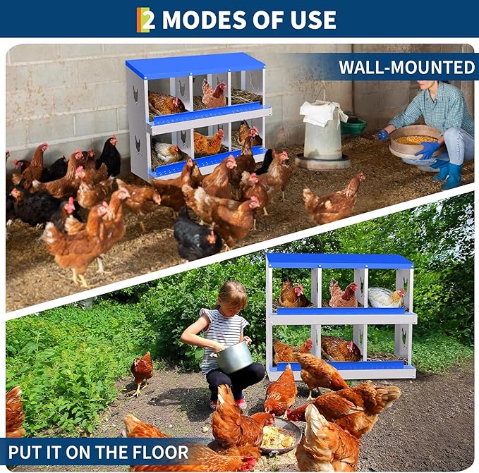 Nesting Boxes for Chickens - 6-Hole Premium Laying Boxes for Hens | Features Anti-Peck Design, Protecting Eggs & Space-Saving Style | Durable Nesting Box for Easy Egg Collection and Happy Hens