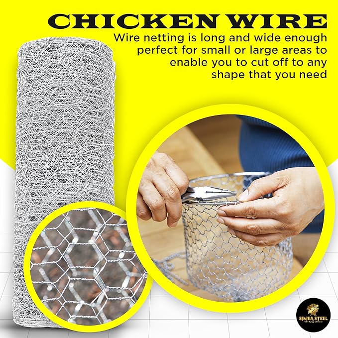 Chicken Wire 36 in x 150 FT x 1” Mesh x 20GA | Poultry Wire Netting | Hot Dipped Galvanized | Chicken Coop, Rabbit Cage, Fence Barrier (36 x 150 x 1)
