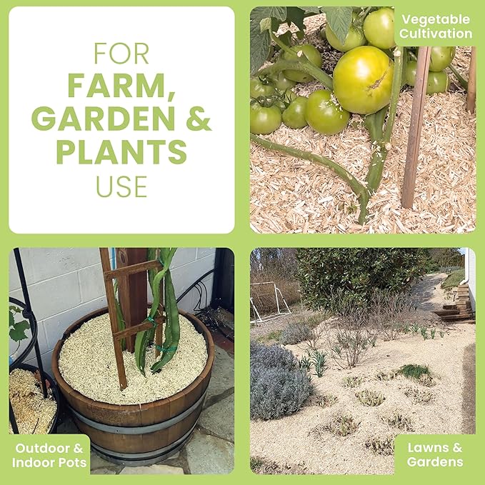 Garden Bed Organic Soil Conditioner - Hemp HURD Garden Mulch - Eco Friendly Potting Soil Aid - Moisture Retaining - Weed Suppressor - Perfect for Flowers & Vegetables - Grown in The US - 10 lbs.