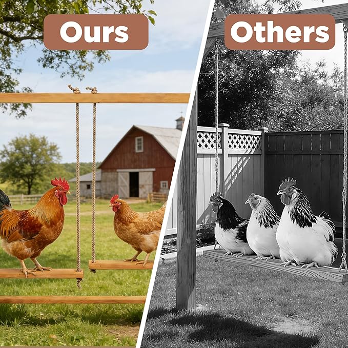 Chicken Roosting Bars with Ladder & 2 Swings, Wooden Chicken Coop Roosting Perch for Run, Perfect for Multiple Chicks, Backyard Coop & Farm Use