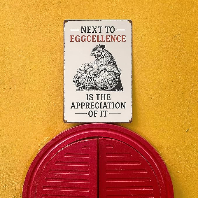 8x12 Inch Aluminum Chicken Coop Signs - Funny Outdoor Chicken Signs for Coop, Farmhouse Kitchen Decor, Vintage Wall Decor, Funny Gifts for Chicken Owners, Home & Kitchen Decor Accessories