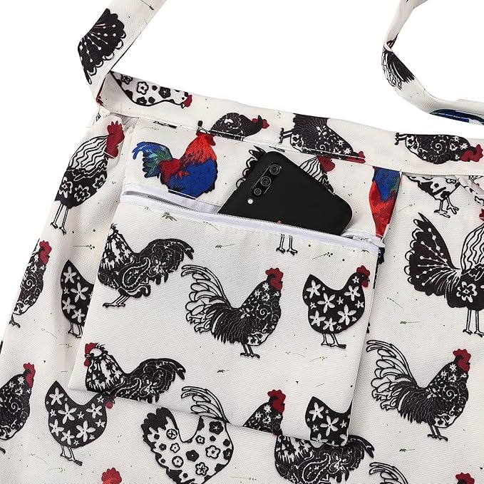 Garden Harvesting Apron - Fruit Picking Apron Bag for Gardeners, Hands Free Foraging Bag for Gathering Vegetables, Fruit, Berry, Eggs. White