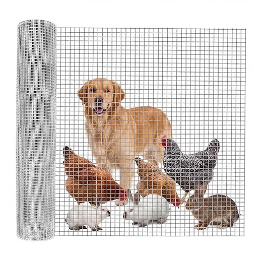 Chicken Wire Fencing 1/2 Inch 36in x 100ft Galvanized Welded Wire Mesh Roll, Chicken Wire Fence for Poultry Rabbit Snake Gopher Cage, Garden Plant Fencing & Animal Netting - Silver
