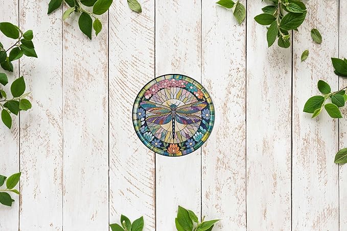 CSWLJS Funny Vintage Round Metal Tin Sign Garden Dragonfly 8 × 8 in Wall Decor for Kitchen Living Room Cottage Gift