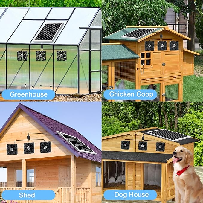 5.5" Solar 3 Fan Kit, IP67 Waterproofed Solar Powered Fan for Intake or Exhaust Air, Ventilation & Cooling