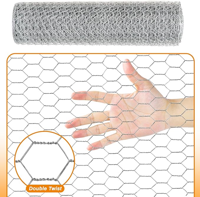 Sliver Chicken Wire 18 inch(H) x 100 ft(L), Anti-Rust Hexagonal Galvanized Metal Garden Netting for Floral Arrangements, Powder Coated Chicken Wire Coop for Crafts Plant Protector Pet Rabbits Fencing