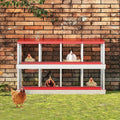 8 Hole Chicken Nesting Box, Galvanized Steel Nesting Boxes with Vented Design, Laying Nesting Boxes for Hens, Wall Mount, Red