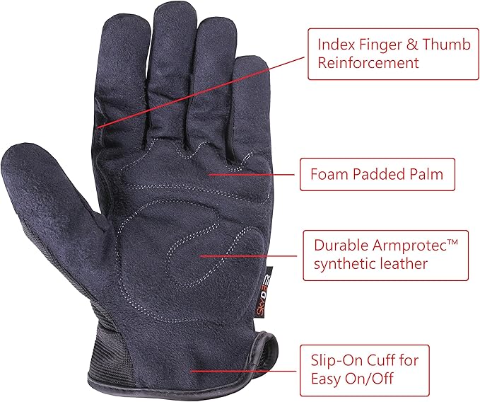 SKYDEER 3-Pairs Pack Durable Leather Work Gloves for Gardening and General Work (SD8810/L)