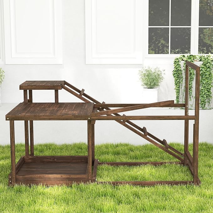 PawHut Wooden Chicken Coop Perches with Swing, Roosting Bars, Activity Play Set, Chicken Coop Accessory Toys for Coop, Coffee