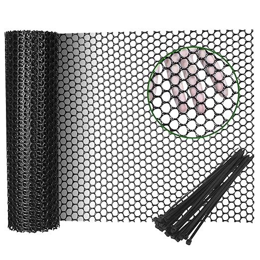 Gardzen Plastic Chicken Wire Mesh with 20pcs Ties, 16in x 10ft Durable Chicken Fence for Poultry, Garden Protection & DIY Crafting, Heavy-Duty Mesh Netting for Outdoor & Indoor Use