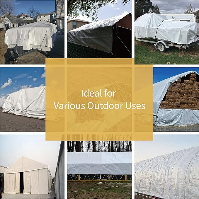 GUARD SHIELD Tarp White 10x12 Feet Multi Purpose Waterproof Poly Tarp Cover 5mil (2-Pack)
