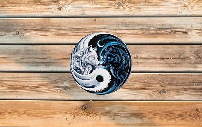 AWISZZZ Wolf Metal Sign 8x8in Round Rustic Plaque for Cabin Lodge Wall Decor Wilderness Gift