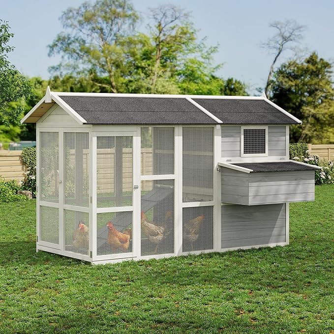 80" Large Wooden Chicken Coop Hen House Poultry Cage for Outdoor Backyard with 2 Doors, Nesting Box and Removable