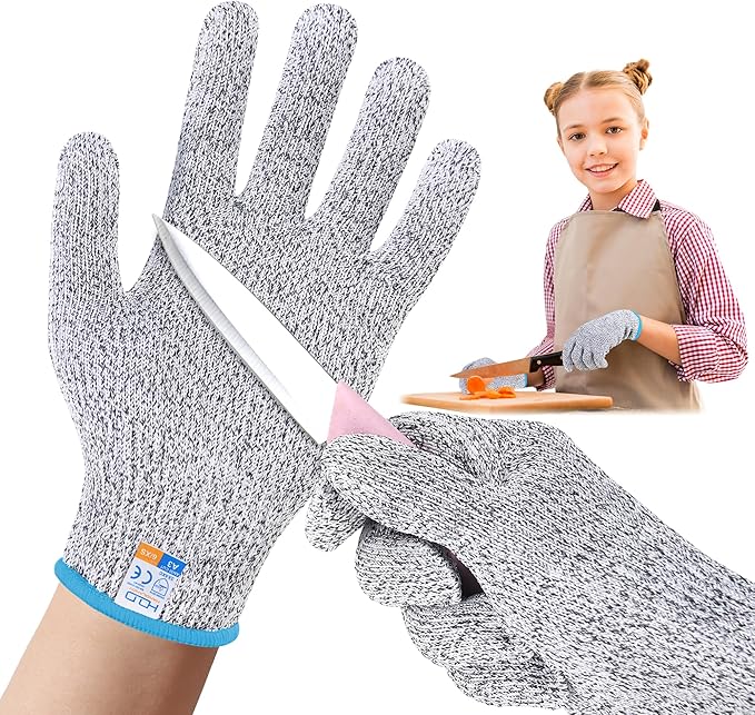 HANDLANDY Cut Resistant Gloves for Adult & Kids, Food Grade Anti-Cut Safety Gloves for Cooking Mandolin Meat Cutting Fishing