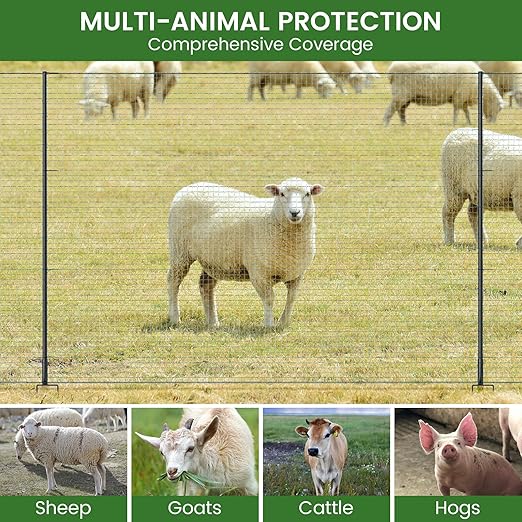 Non Electric Fence Netting, 40in x 164ft Nylon Portable Movable Livestock Nets Mesh for Chickens, Goats, Sheep, Dog, All-Purpose Fencing for Backyard Homesteader Farm Ranche